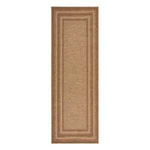 Natúr színű kültéri futószőnyeg 80x230 cm Layla Border – Flair Rugs