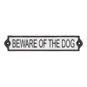 Öntöttvas falitábla 26x5 cm Beware of the Dog – Esschert Design