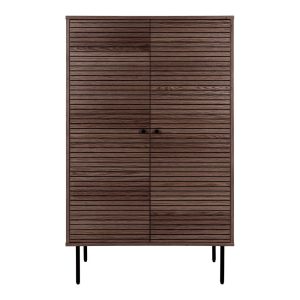 Sötétbarna szekrény tölgyfa dekorral 80x130 cm Kyoto – House Nordic