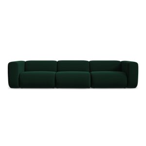 Sötétzöld bársony kanapé 319 cm Ekahi – Makamii