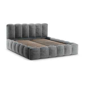 Szürke kárpitozott ágyneműtartós franciaágy ágyráccsal 200x200 cm Lupine – Micadoni Home