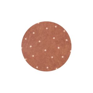 Téglavörös mosható kézi szövésű pamut gyerek szőnyeg ø140 cm Round Dot Chestnut – Lorena Canals