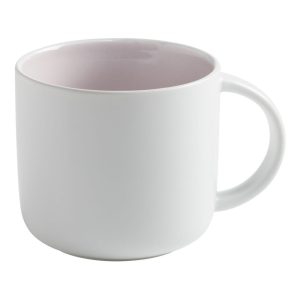 Tint fehér porcelán bögre rózsaszín belsővel