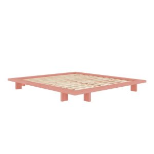 Világos rózsaszín borovi fenyő franciaágy ágyráccsal 160x200 cm Japan – Karup Design