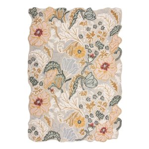 Világos rózsaszín kézi szövésű gyapjú szőnyeg 120x170 cm Daphne Shaped Floral – Flair Rugs