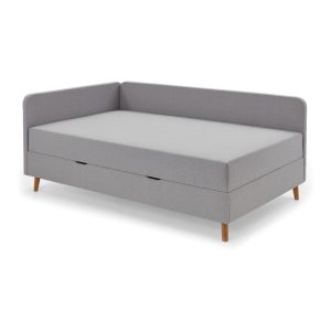 Világosszürke kárpitozott egyszemélyes ágy tárolóhellyel 120x200 cm Cabana – Meise Möbel