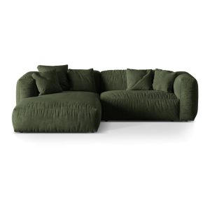 Zöld buklé moduláris sarokkanapé (bal oldali) Martina – Micadoni Home