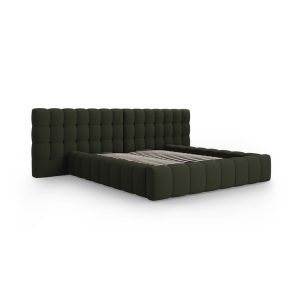 Zöld kárpitozott ágyneműtartós franciaágy ágyráccsal 200x200 cm Mamaia – Micadoni Home