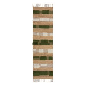 Zöld-natúr színű kézi szövésű jutakeverék futószőnyeg 60x230 cm Medina Blocks – Flair Rugs