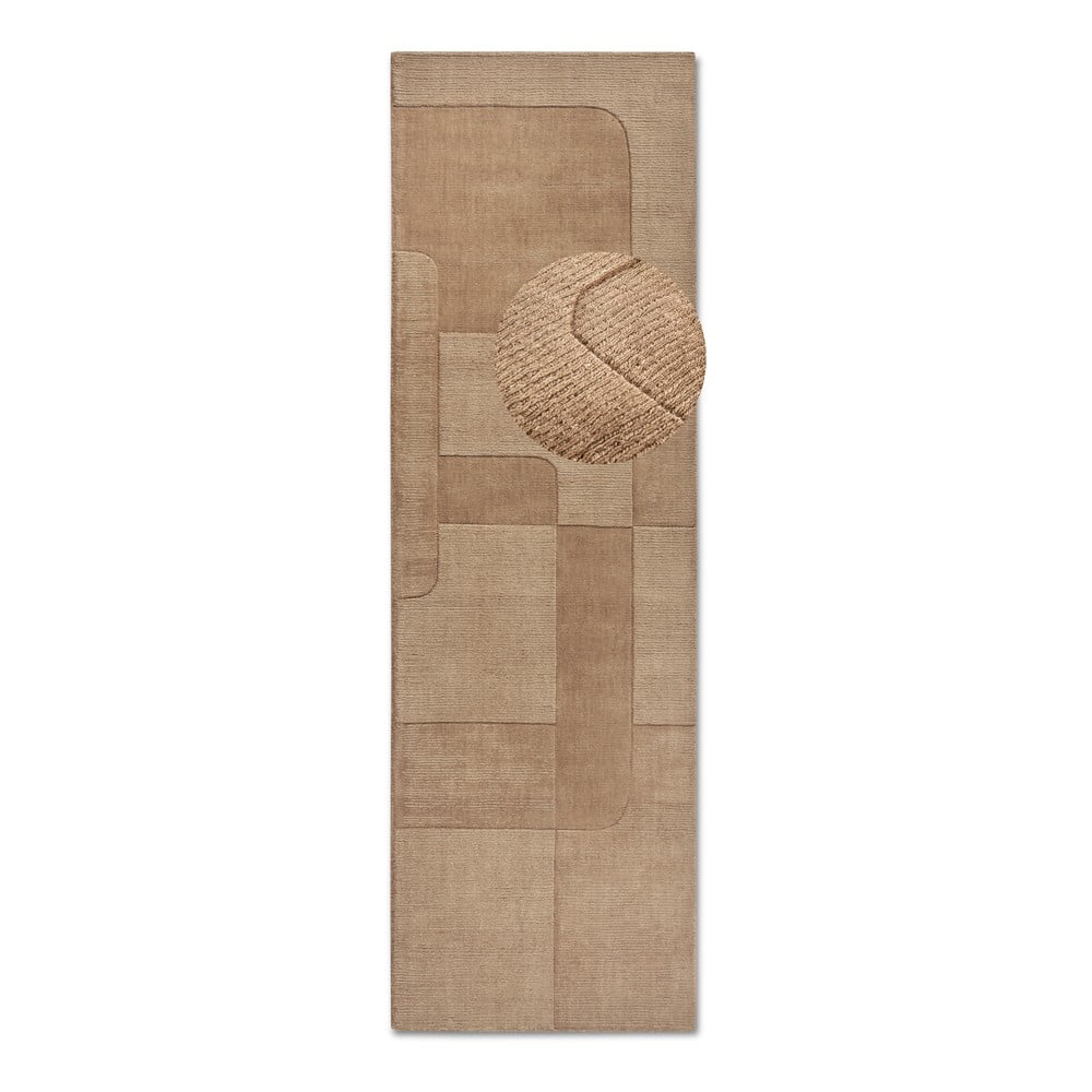 Bézs kézi szövésű gyapjú futószőnyeg 80x250 cm Charlotte – Villeroy&Boch