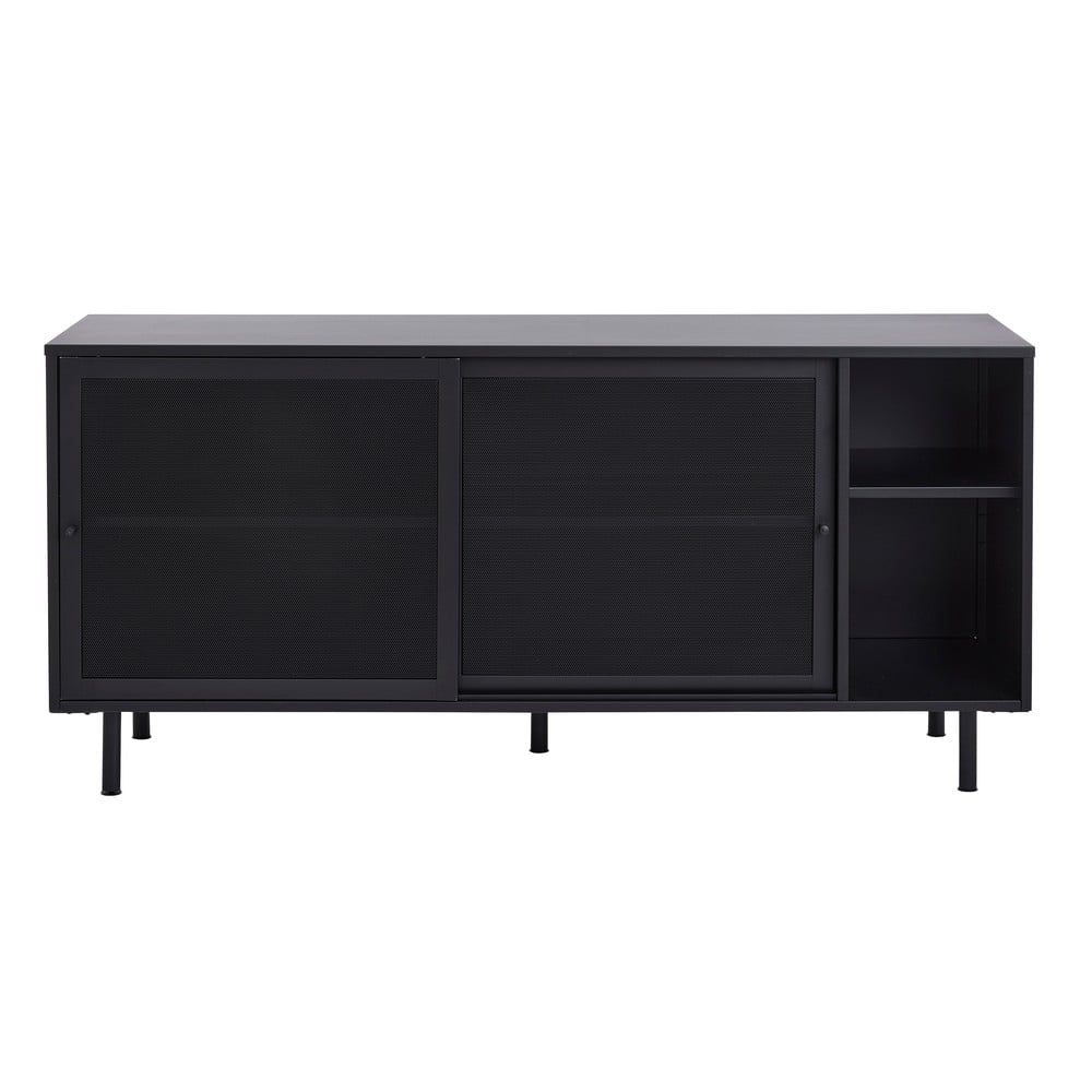 Fekete fém komód tolóajtóval 160x75x46 cm Veep – Unique Furniture