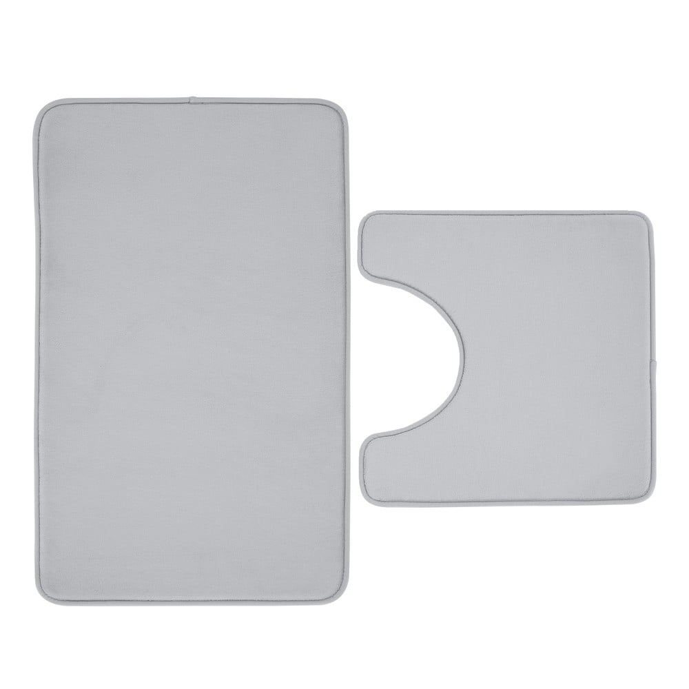 Világosszürke memóriahab fürdőszobai kilépő szett 2 db-os WC-hez 50x80 cm Anti-Bacterial – Catherine Lansfield