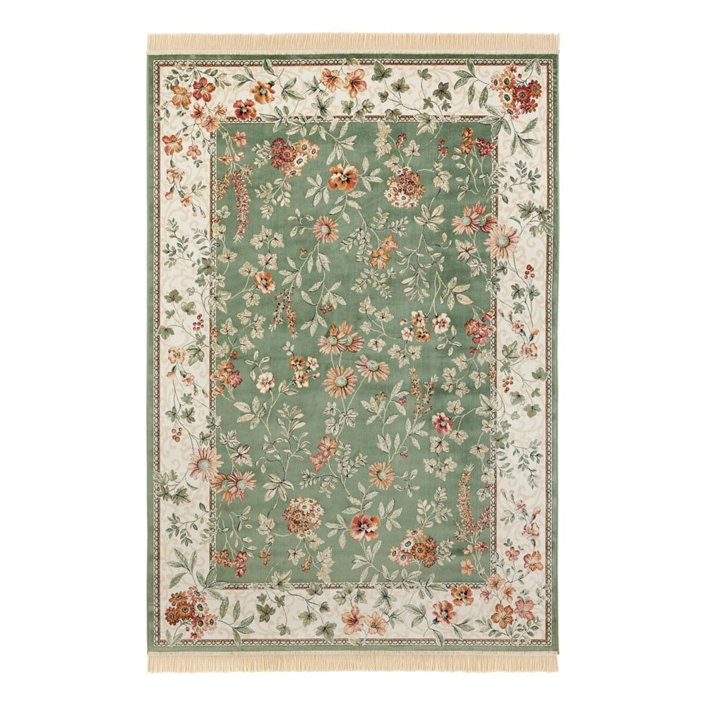 Zöld-krémszínű viszkóz szőnyeg 95x140 cm Oriental – Nouristan