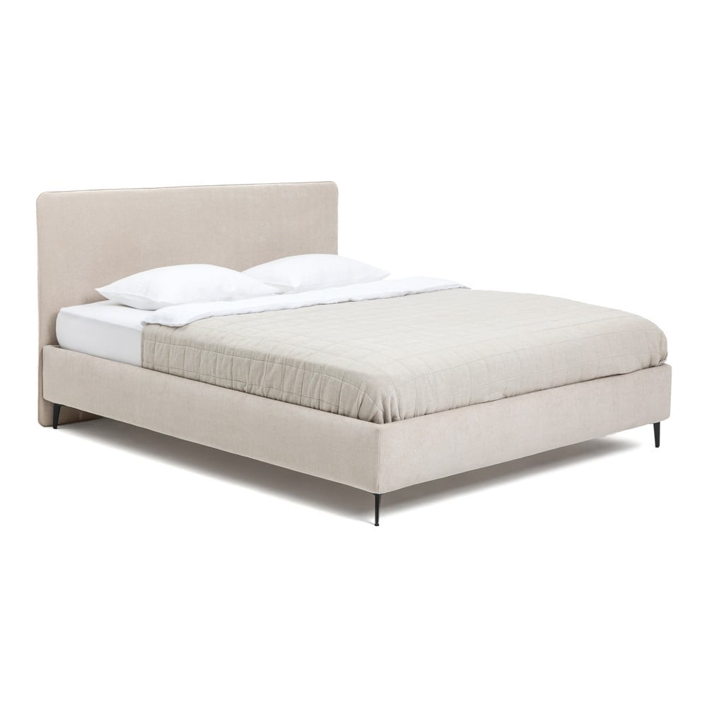 Bézs kárpitozott franciaágy ágyráccsal 160x200 cm Noira Slim – Bonami Selection