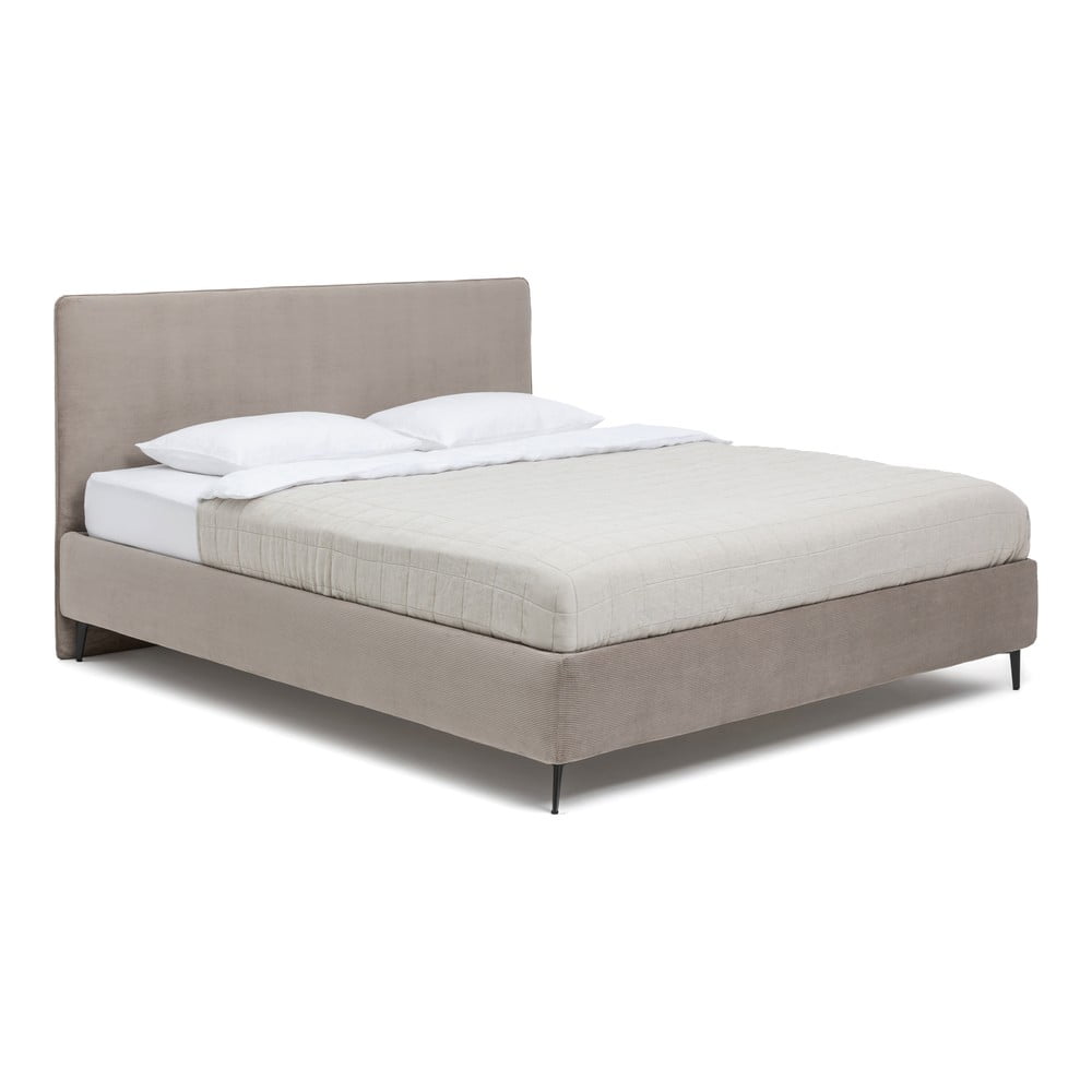 Kárpitozott franciaágy taupe színű matraccal/ráccsal 180x200 cm Noira Slim - Bonami Selection