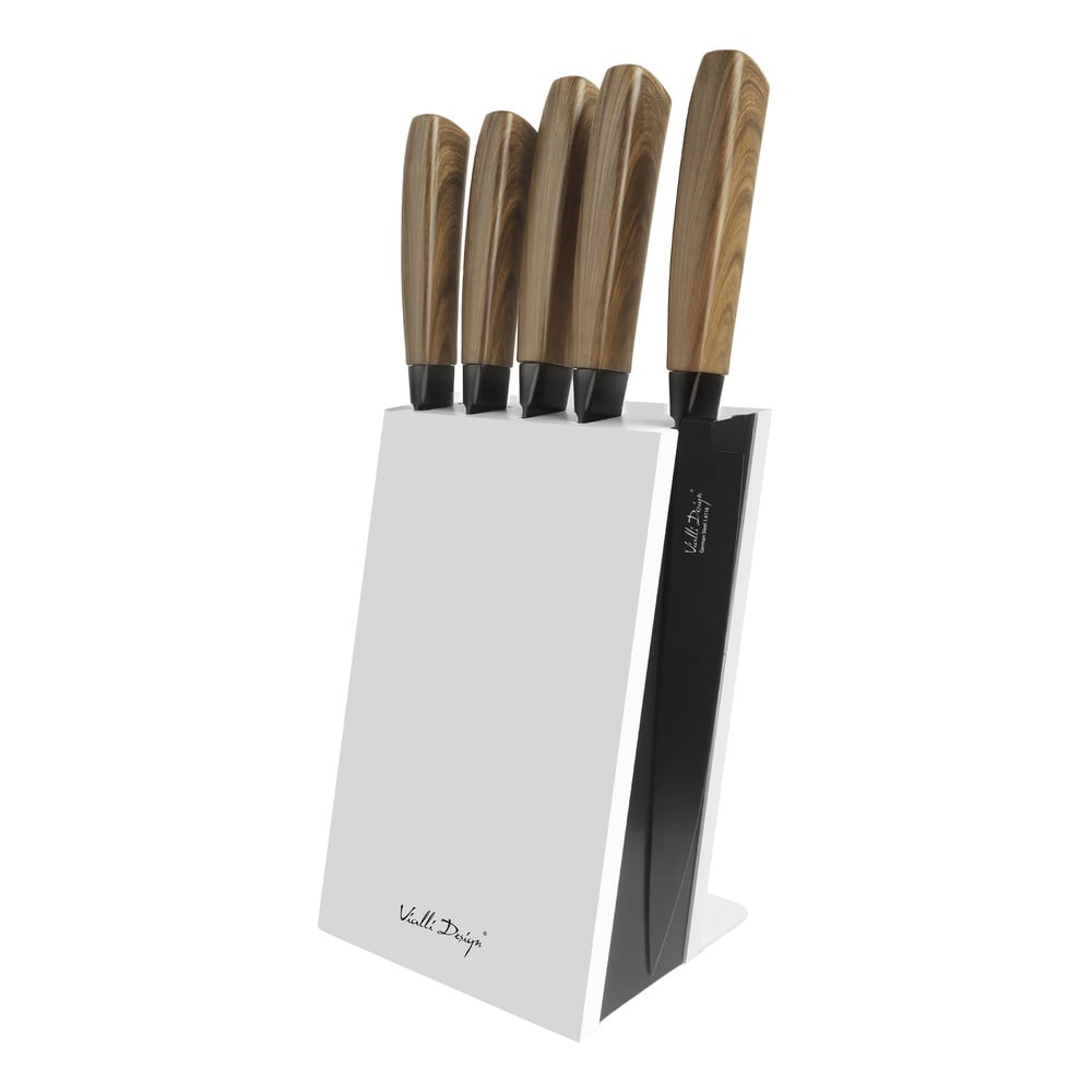 Rozsdamentes acél kés készlet tartóval 5 db-os – Vialli Design
