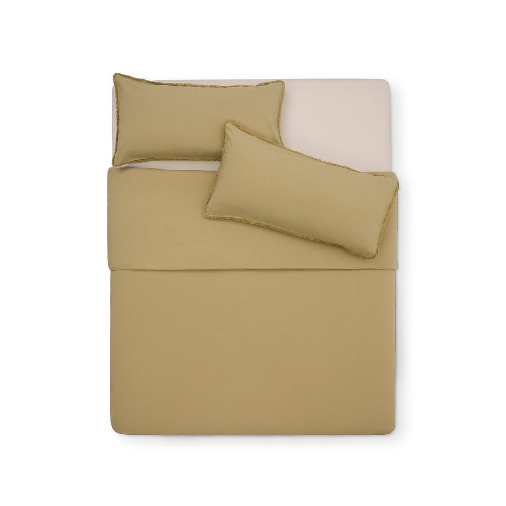 Sárga-zöld kétszemélyes hosszabbított pamut-perkál ágyneműhuzat 240x220 cm Sifinia – Kave Home