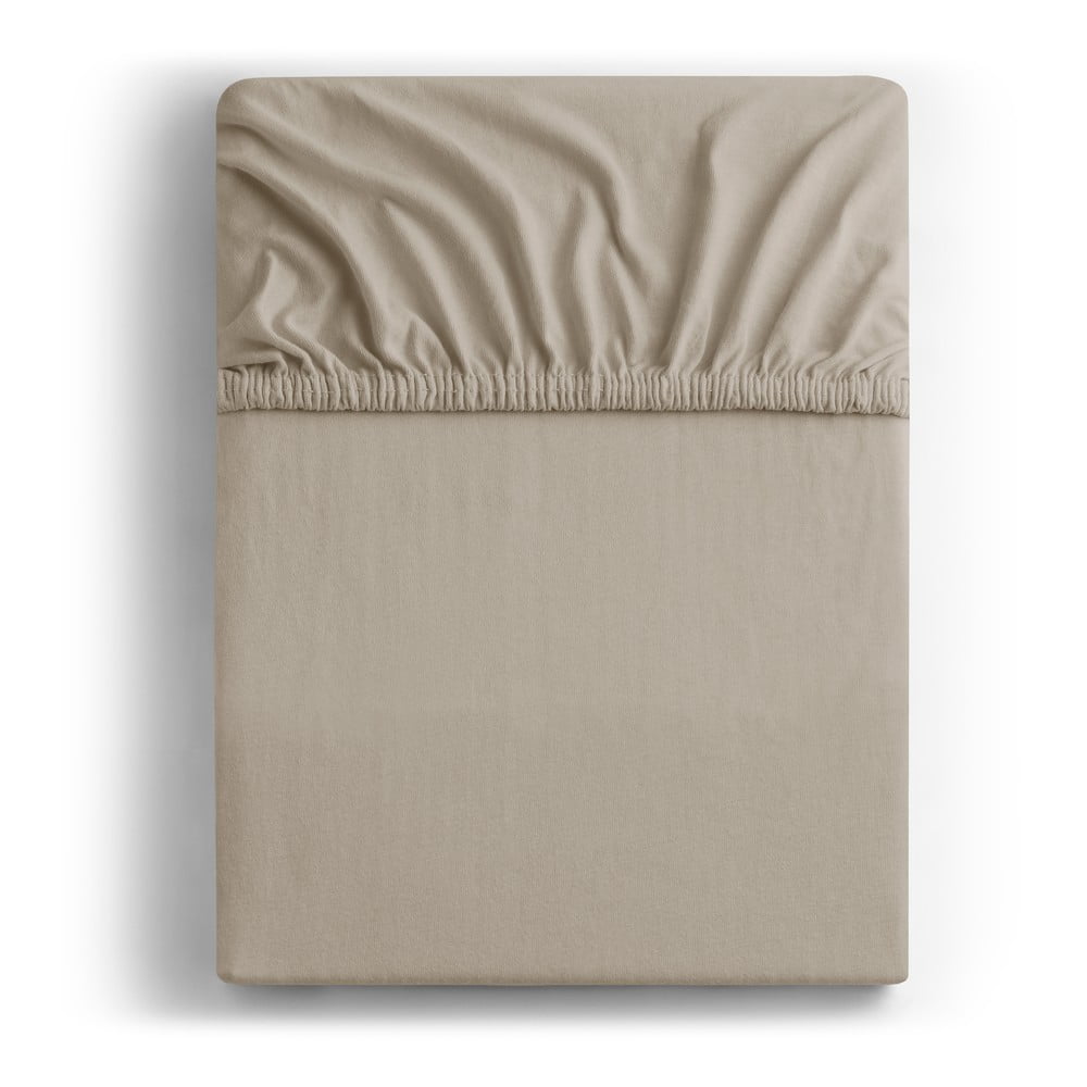 Világosbarna gumis jersey lepedő 180x200 cm Amber – Restilo