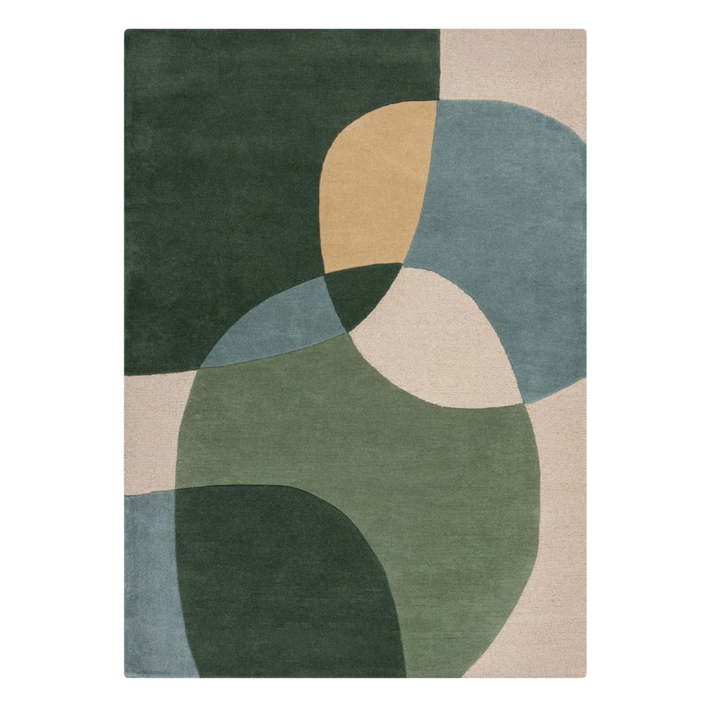 Zöld kézi szövésű gyapjú szőnyeg 200x290 cm Glow Green & Blue – Flair Rugs