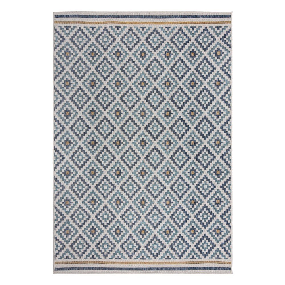 Sárga-kék kültéri-beltéri szőnyeg 160x230 cm Zia Trellis – Flair Rugs