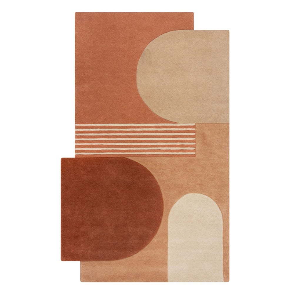 Terrakotta színű kézi szövésű gyapjú szőnyeg 150x240 cm Lozenge Terracotta – Flair Rugs