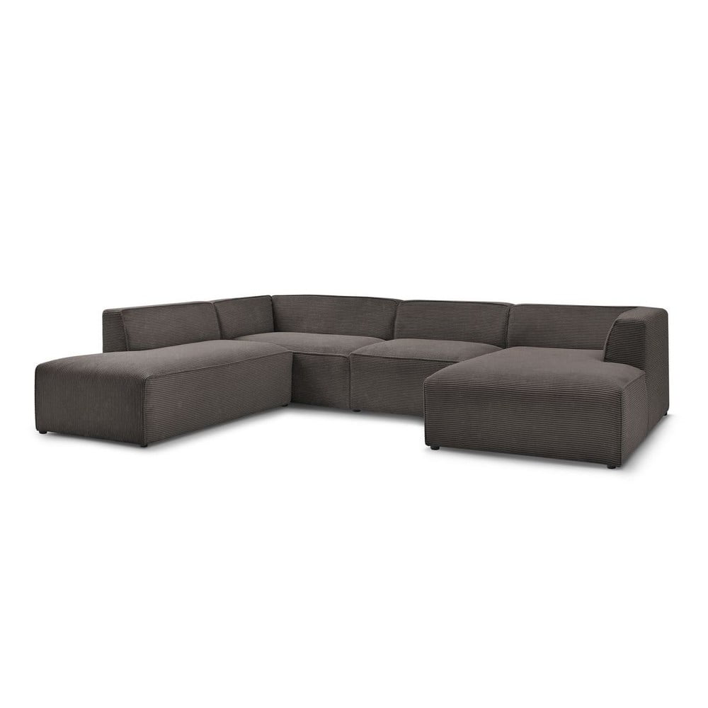 Barna kordbársony moduláris sarokkanapé (bal oldali-U alakú) Megeve – Bobochic Paris