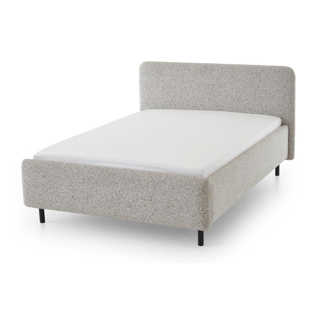 Bézs kárpitozott ágyneműtartós franciaágy ágyráccsal 180x200 cm Primo – Meise Möbel