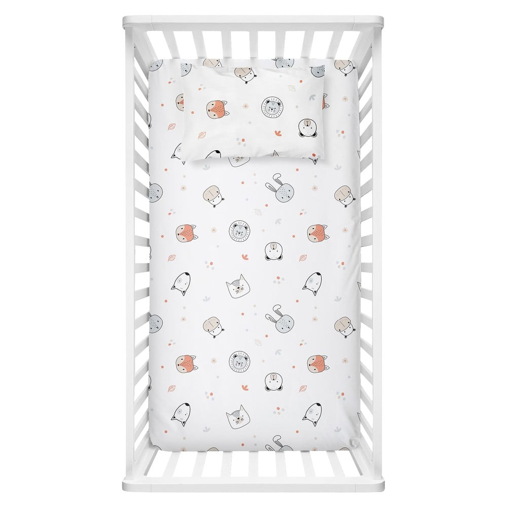 Fehér renforcé pamut gyerek lepedő babaágyhoz 100x150 cm Safari – Mijolnir