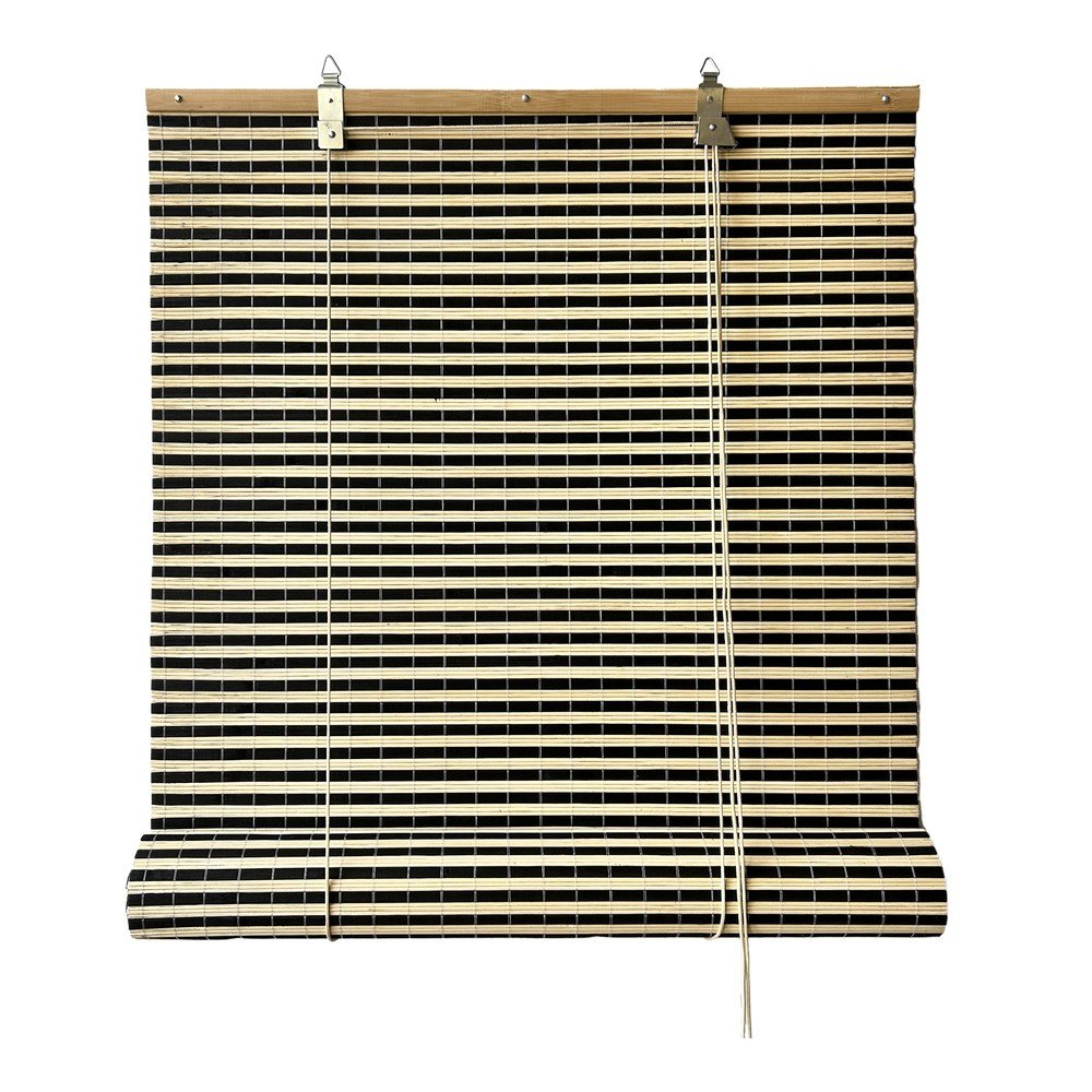 Fekete-natúr színű bambusz roló 150x160 cm Vela – Gardinia