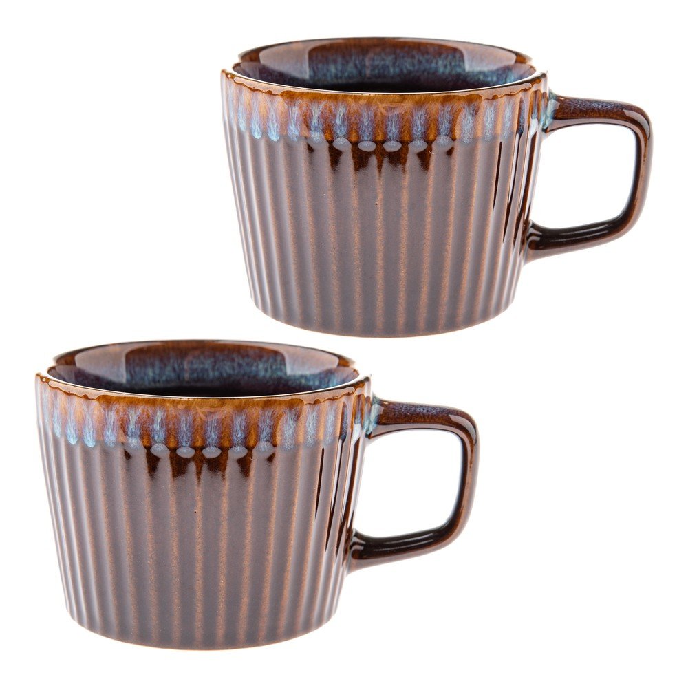 Kék-barna kőedény bögre szett 2 db-os cappucinóhoz 190 ml Tone – Dakls