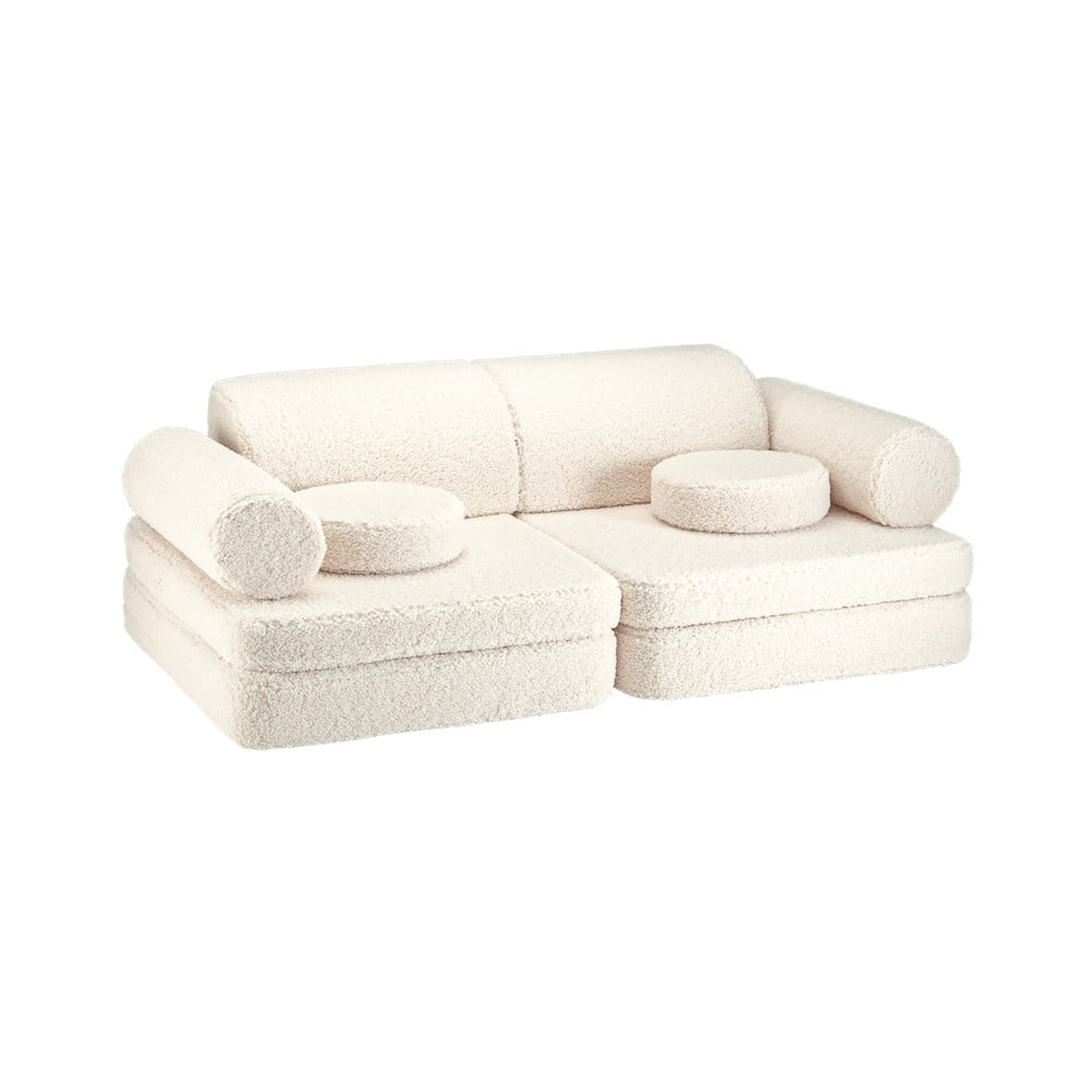 Krémszínű buklé gyerek kanapé 132 cm Settee – Wigiwama
