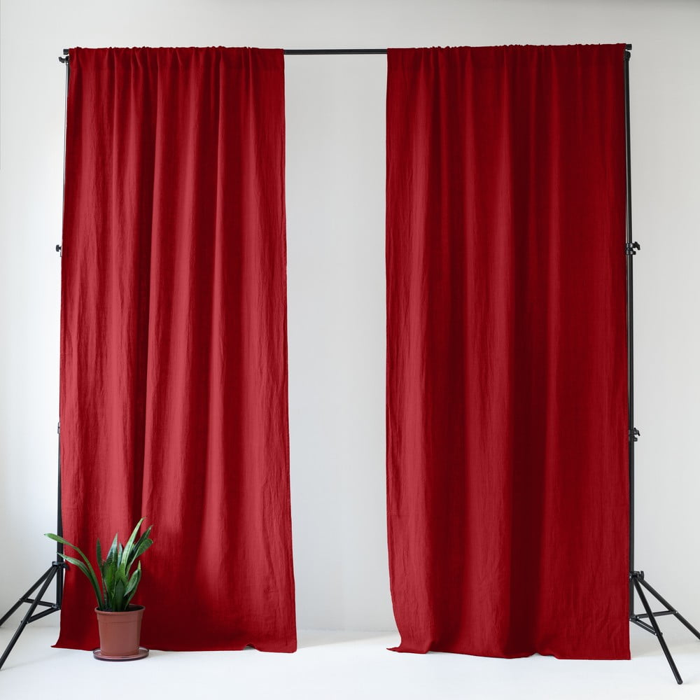Piros len függöny 140x200 cm Lava Falls – Linen Tales