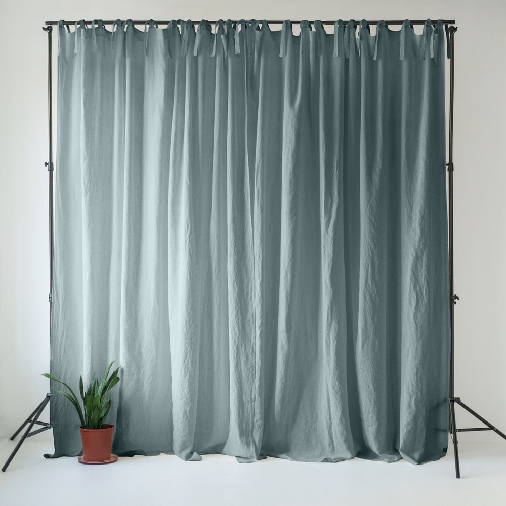 Szürkéskék len függöny 140x300 cm Blue Fog – Linen Tales