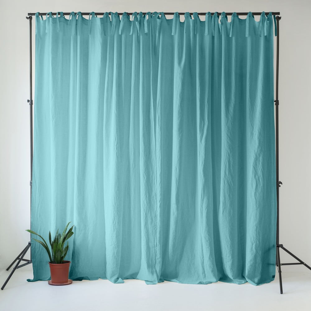 Türkiz len függöny 140x200 cm Coastal Blue – Linen Tales