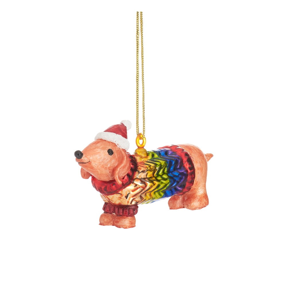 Üveg kézzel készített karácsonyfadísz 9 cm Sausage Dog – Sass & Belle