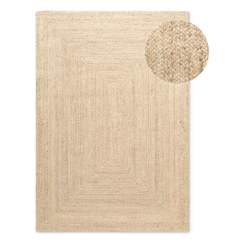 Világos natúr színű kétoldalas kézi szövésű juta szőnyeg 80x150 cm Sharmila Natural White – Hanse Home