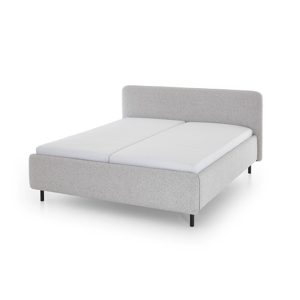 Világosszürke kárpitozott franciaágy ágyrács nélkül 160x200 cm Primo – Meise Möbel
