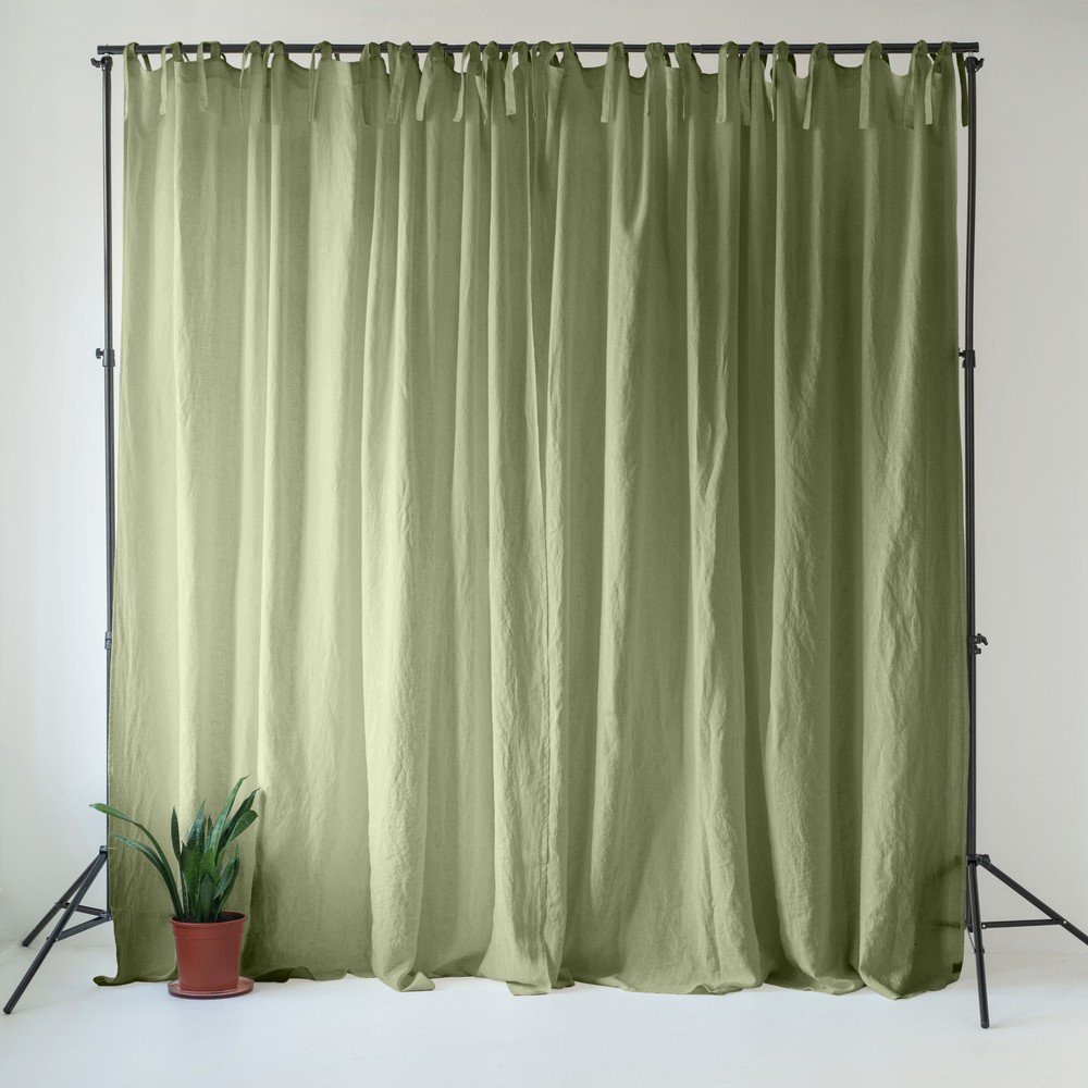 Világoszöld len függöny 140x200 cm Sage – Linen Tales