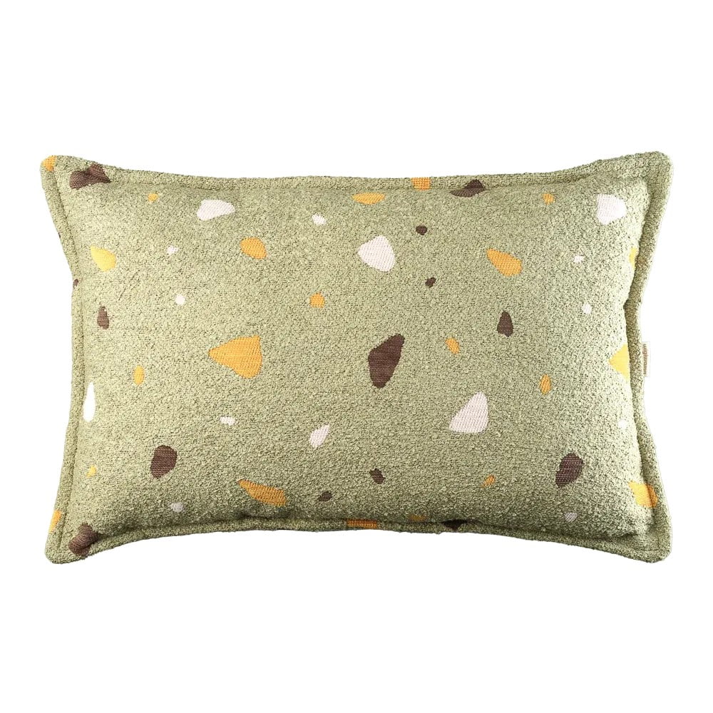 Zöld buklé-zsenília párna gyerek kanapéhoz Terrazzo Bolster – Wigiwama