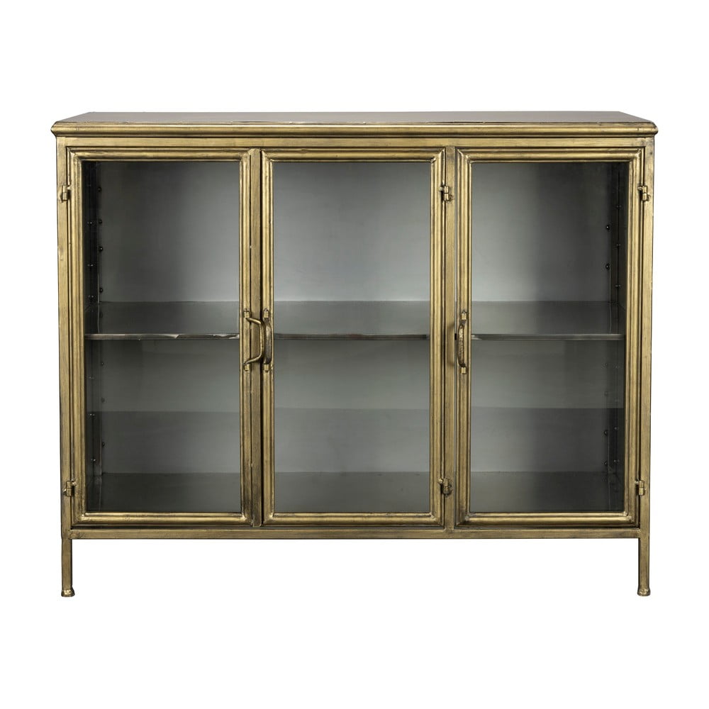 Aranyszínű fém tálalószekrény 100x80x38