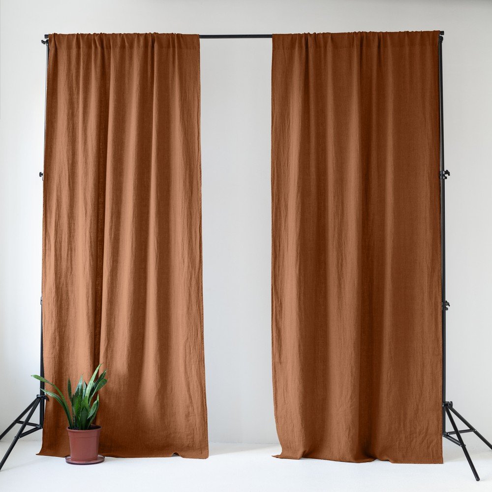 Barna len függöny 140x250 cm Hazelnut – Linen Tales
