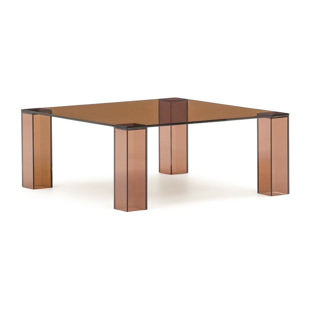 Barna üveg dohányzóasztal 85x85 cm Adularia – Kave Home