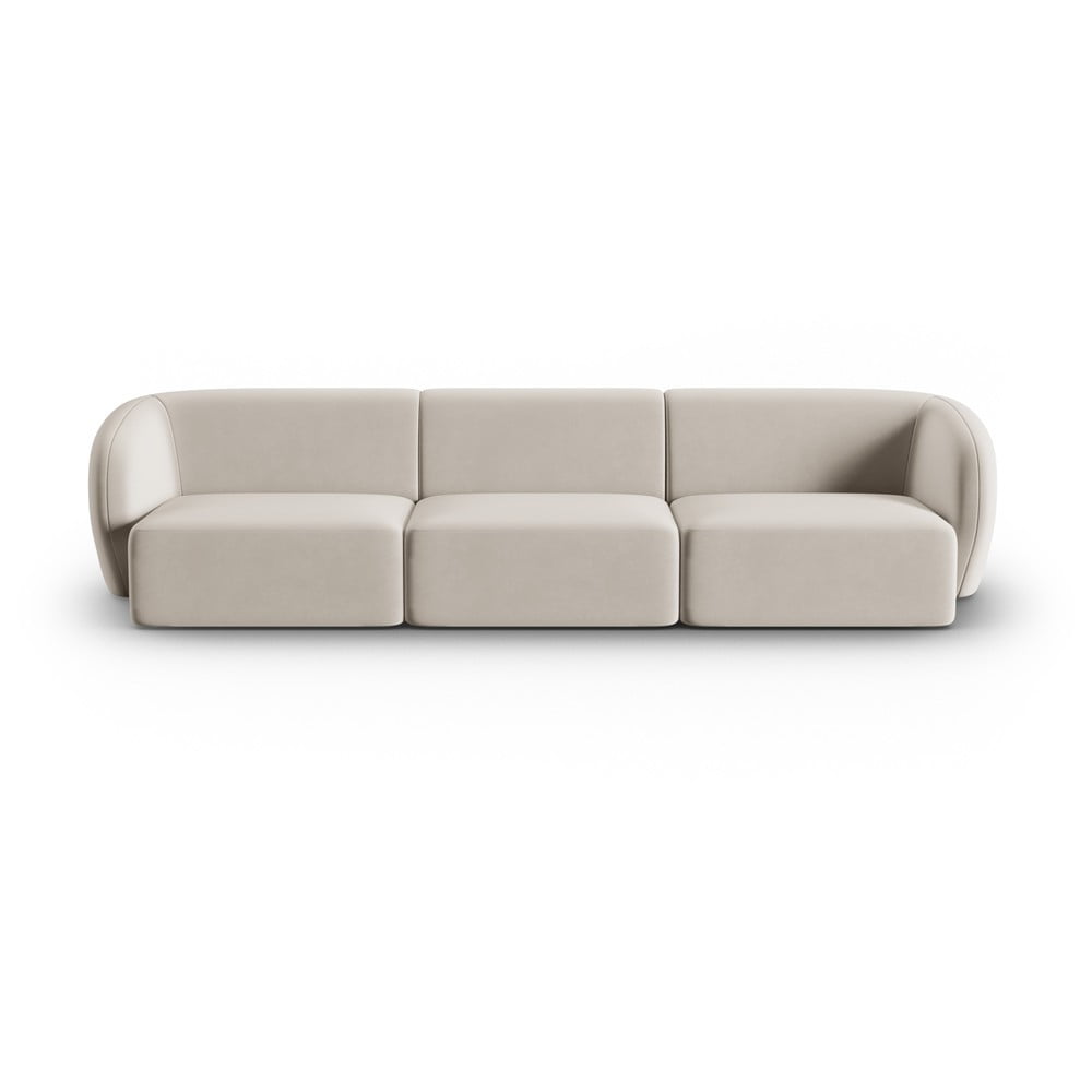 Bézs bársony kanapé 266 cm Paolo – Milo Casa