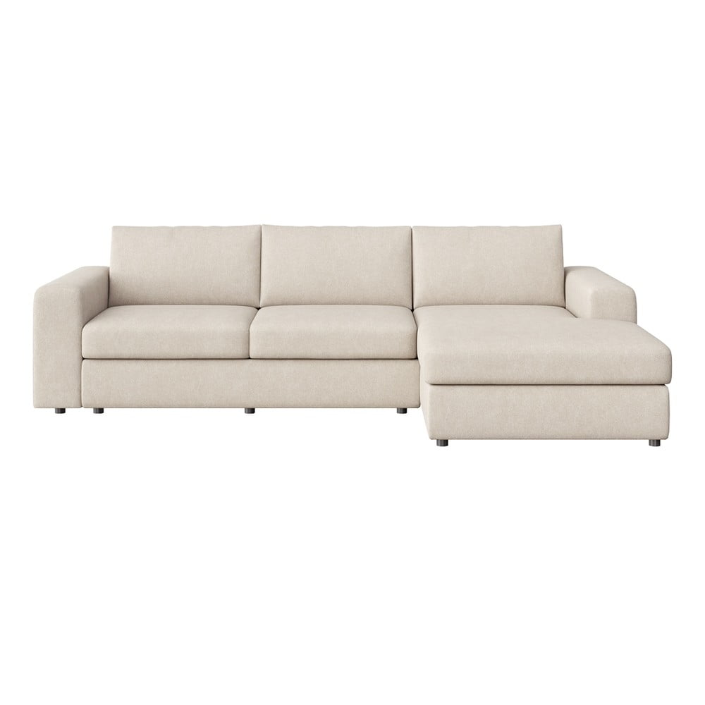 Bézs bársony sarokkanapé (jobb oldali-heverő résszel) Baga – Rodier