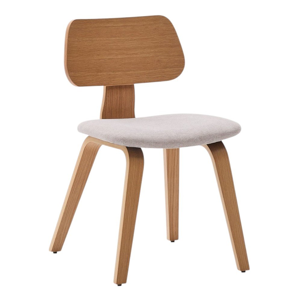 Bézs-natúr színű étkezőszék tölgyfa dekorral Gena – Kave Home