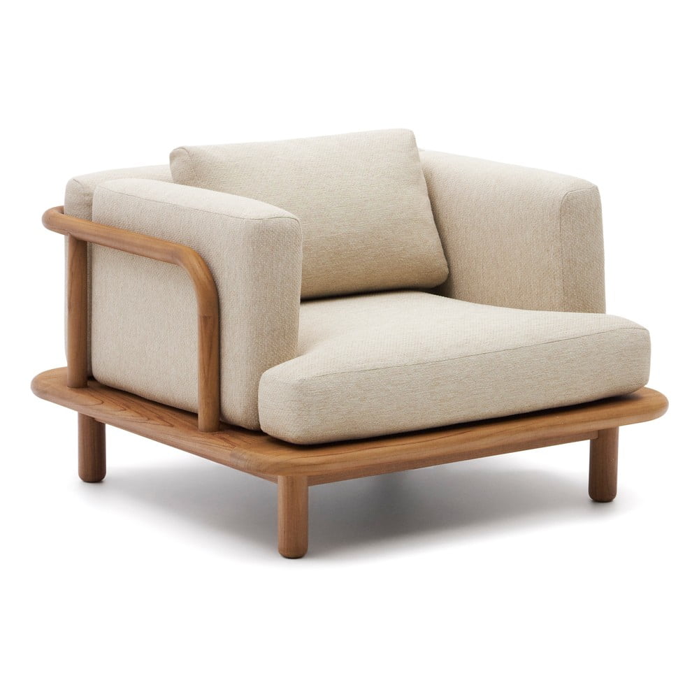 Bézs-natúr színű tömörfa kerti fotel Turqueta – Kave Home