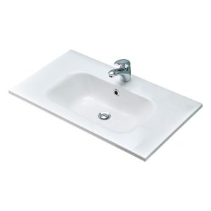 Fehér ásvány kompozit mosdókagyló csap nélkül 2x46 cm Quickset 393 – Pelipal