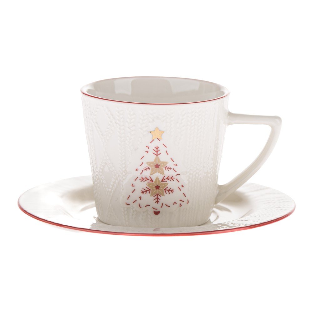 Fehér porcelán csésze karácsonyi mintával 110 ml – Dakls
