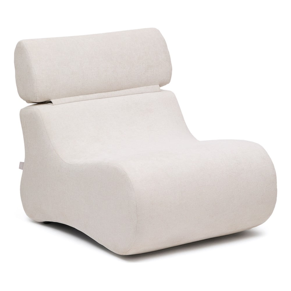 Fehér-világos rózsaszín zsenília fotel Club – Kave Home