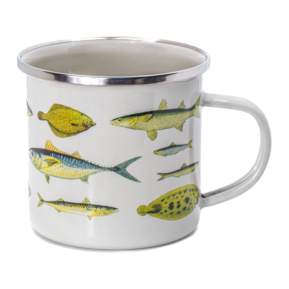 Fehér-zöld bögre 310 ml Vintage Fish – Sass & Belle